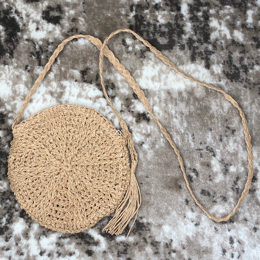Boho Braided Cross Body Women’s Purse Bag Vacation NWT Rattan Woven Mini Phone